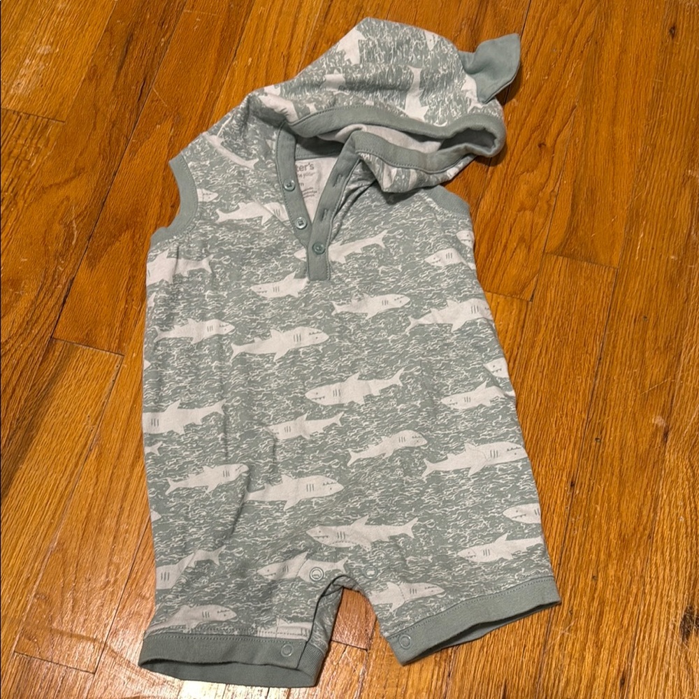 Carter's Green Shark Patterned Baby Romper